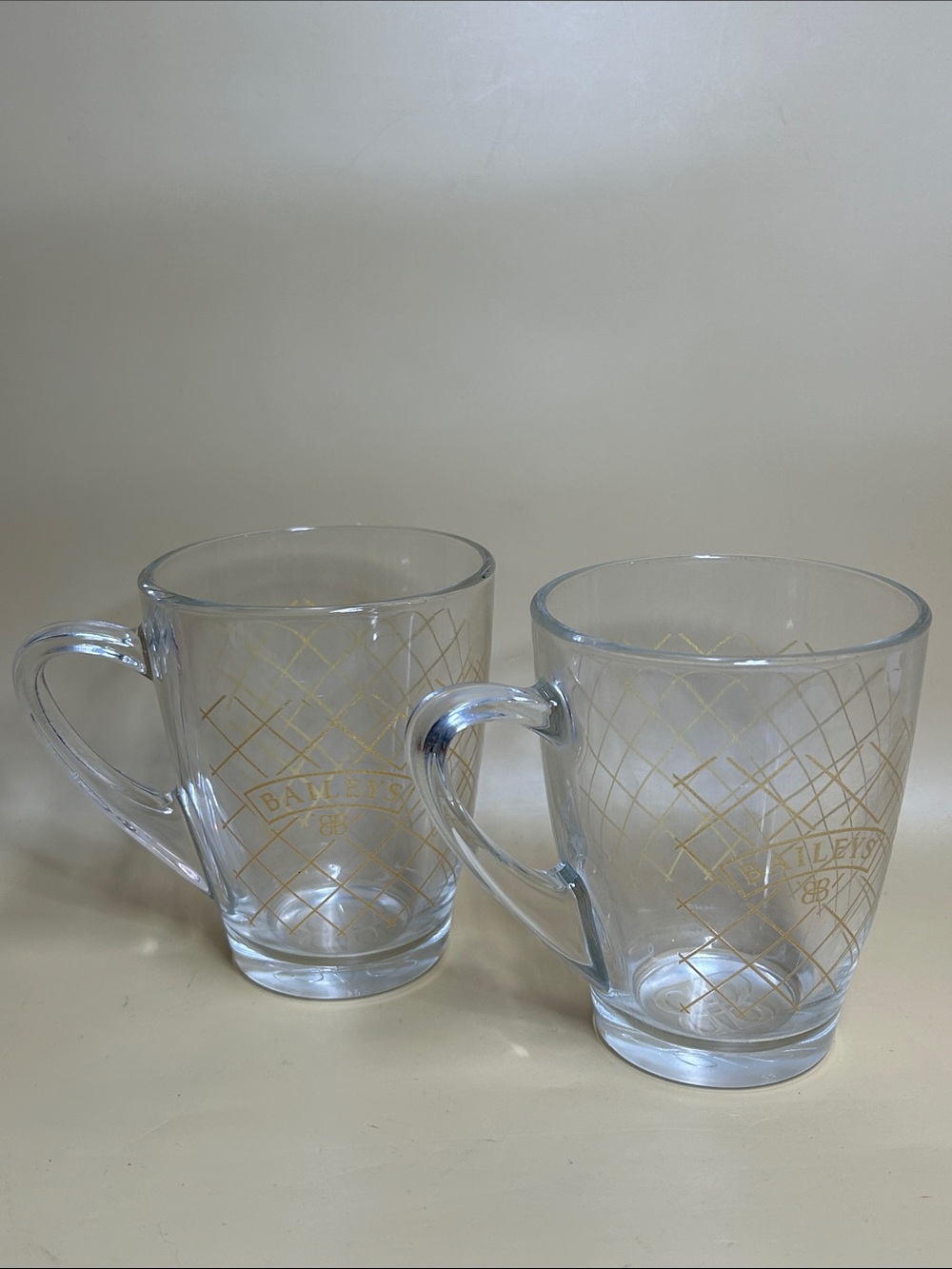 BAILEYS Clear Glass Mug with Gold Pattern set of 2